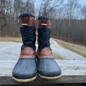 Tommy Hilfiger Blue and Brown Quilted Winter Boots